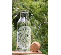 freiglas Caraffa da 1,0 l con fiore della vita e tappo in sughero ~ Freiglas ~ Brocca d'acqua, fiore della vita, incisione