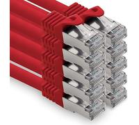 freiwerk 10 cavi di rete CAT.7, 1,0 m, colore: rosso, S-FTP LSZH PIMF 10 GB s RJ45 maschio Cat6a