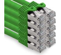 freiwerk 10 cavi di rete CAT.7, 1,5 m, colore: verde, S-FTP LSZH PIMF 10 GB s RJ45 maschio Cat6a