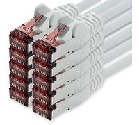 freiwerk Cavo di rete Cat.6 3 metri bianco - 10 x Cavo Ethernet Lankabel Cat6 Cavo di rete Lan Sftp Pimf Patchcable 1000 Mbit s compatibile con Cat5 Cat5e Cat6a Cat7 Cat8