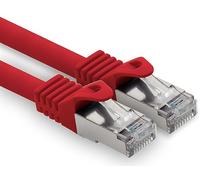 freiwerk Cavo di rete CAT.7, 0,25 m, rosso, 1 pezzo di cavo di rete Lan Ethernet, S-FTP LSZH PIMF 10 GB s RJ45, spina Cat6a