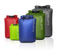 Frelaxy Confezione da 3/5 sacche asciutte, ultraleggere, per attività all'aria aperta, per escursioni, kayak, campeggio, nuoto, canottaggio, Confezione da 5, colori assortiti, Zaino