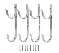 FRELEAN Hook in Lega di Alluminio 4pcs | Forte Gancio di Asciugamani per Piscina/Bagno/Palestra | Organizzatore di Vestiti Non corrosivi con Viti | 21,5 x 8 cm d'Argento