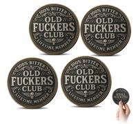 Frenaki Old Fuckers Club - Moneta per Socio a Vita, Ancora in Movimento, Senza Regole, Senza Filtri, Moneta Sfida Divertente per Uomini, Regalo Divertente per Il Compleanno del Pensionamento (4Pcs)