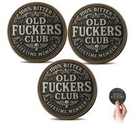Frenaki Old Fuckers Club - Moneta per Socio a Vita, Ancora in Movimento, Senza Regole, Senza Filtri, Moneta Sfida Divertente per Uomini, Regalo Divertente per Il Compleanno del Pensionamento (3Pcs)