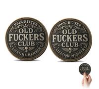 Frenaki Old Fuckers Club - Moneta per Socio a Vita, Ancora in Movimento, Senza Regole, Senza Filtri, Moneta Sfida Divertente per Uomini, Regalo Divertente per Il Compleanno del Pensionamento (2Pcs)