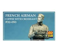French Airman Coffee Con Croissantmaquette Personaggio C