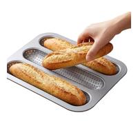 French Bread Pan, Homemade Long Roll Baking Mold, Non Stick Crispy Crust Bread Form, Mini Loaf Baking Tray for Home Kitchen Restaurant Apartment Commercial Refrigerator Use, 10.04x12.6 Inches