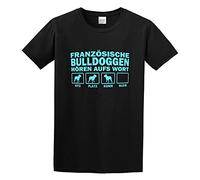 French Bull Doge Hear The Word By Siviwonder Cotton Shirt Men's T Shirt Crew Neck Unisex Short Sleeve T-Shirt XL