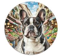 French Bulldog 1000 Pezzi Jigsaw Puzzle Giochi Educativi Relief Dello Stress Pet Dog Jigsaw Circolare Gioco Di Sfida Unica Per Adulti E Bambini 1000pcs (67.5x67.5cm)