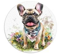 FRENCH BULLDOG 1000 Pieces Round Puzzle Jigsaw Birthday Gift Stress Relief Puzzle Toy Per La Decorazione Delle Pareti For Children 1000pcs (67.5x67.5cm)