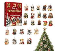 French Bulldog Ādvent calendar 2026, 24 Day Christmas Countdown Ornaments | Includes 24 Flat 2D Acrylic Frenchië Dog Pendants, Hanging Decor for Holiday Tree, Wall, and French Bulldog Lovers