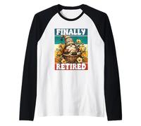French Bulldog Dog Lover Gnome For Retro Dad Finally Retired Maglia con Maniche Raglan
