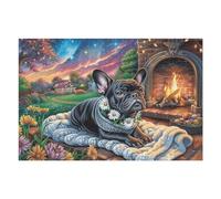 French Bulldog Fireplace Home Leisure Life Puzzle 1000 Pezzi Giochi Da Tavolo Per Serate Divertimento in Gruppo Rilassamento E Convivialità Regalo Per Amici 1000 PCS