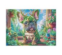 French Bulldog Flower Rompicapo 500 Pezzi Per Nonni E Nipoti Cartone Rigido Esercizio Mentale Per Serate in Famiglia Da Passatempo Con Poster Incluso 500 PCS（52×38cm）