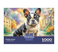 French Bulldog Puppy Puzzle Dog in Enchanted Village Da 1000 Pezzi Art Collection Compact Box Premium Plus Quality Décoration De La Maison Festa Aziendale Per Adulti E Bambini Da 12 Anni 52x38cm/1000p