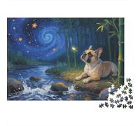 French Bulldog Puzzle 1000 Pezzi French Bulldog Lying in The Bamboo Grove, Per Bambini E Adulti Relax-rompicapo Impossible Classici Idea Regalo 1000pcs (75x50cm)