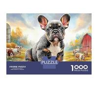 French Bulldog Puzzle on Farm 1000 Pezzi Décoration De La Maison Gioco Familiare Giochi Rilassamento E Intelligence Regalo Per Amore E Amico Per Adulti E Bambini Dai 14 Anni In Su 52x38cm/1000pcs