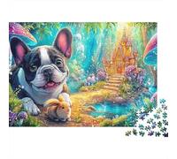 French Bulldog with Bunny in Fairy Forest Puzzle Da 1000 Pezzi Cute Dog Giocattolo Educativo Per Bambini E Adulti 38x26cm/1000pcs