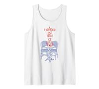 French Café Love Citazione con sedie bistrot illustrazione Tee Canotta