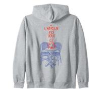 French Café Love Citazione con sedie bistrot illustrazione Tee Felpa con Cappuccio