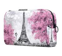 French City Eiffel Tower Landscape Cosmetic Bag per donne, trousse da viaggio per articoli da toeletta grandi, pratica borsa organizer con cerniera, Multi, 18.5x7.5x13cm/7.3x3x5.1in, Beauty case