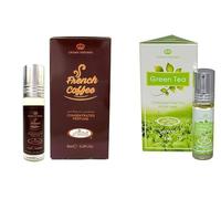 French Coffee & Green Tea Concentrated Perfume Oil Roll-On (6ml x 2 Combo Pack) | Alcohol-Free Long Lasting Arabic Attar for Men & Women | Woody, Fresh, Musky Unisex Perfume