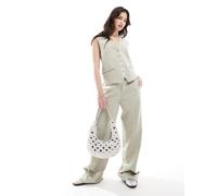 French Connection - Angie - Pantaloni a fondo ampio color pistacchio in coordinato-Verde 40