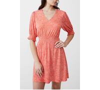 French Connection Bernice Shirred Dress Short Mandarin/seapink/ivr Taglia: 10 | Outlet | Donna |