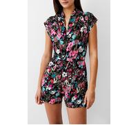 French Connection Blossom Hibiscus Vee Playsuit Black Taglia: 12 | Tute corte Outlet | Donna | Nero
