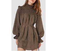 French Connection Boza Crinkle Ls Smocked Dress Deep Moss Taglia: L | Abiti Mini Outlet | Donna