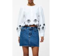 French Connection Cambria Cotton Emb Long Slv Linen White/navy Taglia: S | Magliette intime Outlet | Donna | Bianco