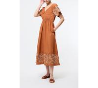 French Connection Cambria Cotton Embroidered Drs Coffee Brown Taglia: 16 | Abiti Midi Outlet | Donna | Marrone