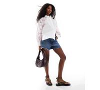 French Connection - Cambria - T-shirt in cotone bianca ricamata-Bianco M