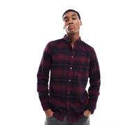French Connection - Camicia a maniche lunghe in flanella rossa e blu navy a quadri-Multicolore S