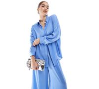 French Connection - Camicia in raso blu fiordaliso in coordinato XS