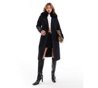 French Connection - Cappotto nero con bordo in pelliccia sintetica XS