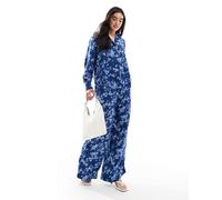 French Connection - Delphine - Pantaloni a fondo ampio blu stampati in coordinato-Multicolore 40