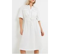 French Connection Elkie Twill Drawstring Dress Linen White Taglia: L | Abiti in T-Shirt Outlet | Donna | Bianco