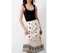 French Connection Embroidered Felicity Skirt Classic Cream/black Taglia: 14 | Outlet | Donna | Bianco