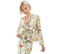 French Connection - Hallie - Blusa stropicciata bianca con stampa a fiori in coordinato-Multicolore 38