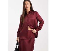 French Connection - Irina - Camicia in raso bordeaux-Rosso 46