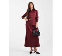 French Connection - Irina - Gonna midi in raso bordeaux-Rosso 40