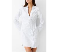 French Connection Isabelle Striped Popling Dress Linen White/cashmere Taglia: 6 | Abiti in T-Shirt Outlet | Donna | Bianco