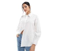 French Connection - Lina - Camicia bianca in cotone con design misto all'uncinetto-Bianco XS