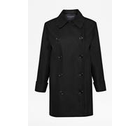 French Connection Nero Doppio Petto IN Lana Cappotto Taglia UK12 EUR40 US8