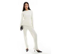 French Connection - Pantaloni in maglia écru a coste in coordinato-Bianco XL