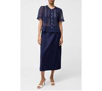French Connection Polka Dot Short Sleeve Ruffle Top Midnight/summer Wht Taglia: 10 | Magliette intime Outlet | Donna |
