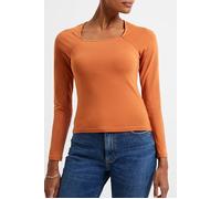 French Connection Rallie Cot Elas Ls Sq Nk Tee Brown Taglia: XS | Maglie a manica lunga Outlet | Donna | Marrone