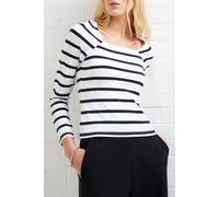 French Connection Rallie Stripe Ls Sq Nk Tee Stripe S White/marin Taglia: L | Maglie a manica lunga Outlet | Donna | Bianco